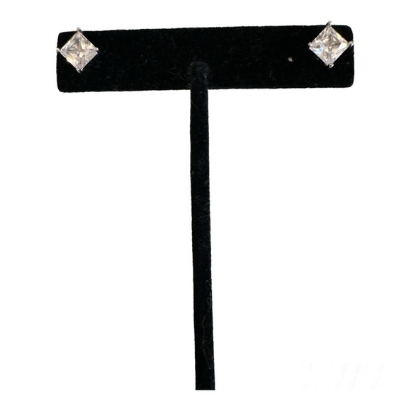 .925 Silver & Princess Cut Cubic Zirconia Stud Earring - Picture 2 of 11